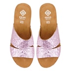 Kadın Pembe Dolgu Topuklu Deri Terlik