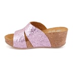 Kadın Pembe Dolgu Topuklu Deri Terlik