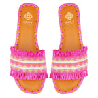 Kadın Pembe Hasır Örgülü Terlik