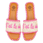 Kadın Pembe Hasır Örgülü Terlik