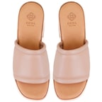Kadın Pembe Kalın Topuklu Deri Terlik