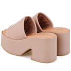 Kadın Pembe Kalın Topuklu Deri Terlik