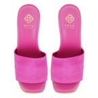 Kadın Pembe Platform Topuklu Süet Deri Terlik