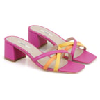 Kadın Pembe Topuklu Deri Terlik