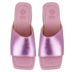 Kadın Pembe Topuklu Deri Terlik