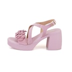 Kadın Pembe Topuklu Süet Deri Sandalet