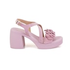 Kadın Pembe Topuklu Süet Deri Sandalet