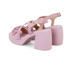 Kadın Pembe Topuklu Süet Deri Sandalet