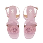 Kadın Pembe Topuklu Süet Deri Sandalet