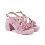 Kadın Pembe Topuklu Süet Deri Sandalet