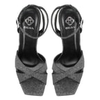 Kadın Platin Platform Topuklu Abiye Sandalet