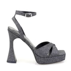Kadın Platin Platform Topuklu Abiye Sandalet