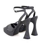 Kadın Platin Platform Topuklu Abiye Sandalet