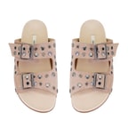 Kadın Pudra Aksesuarlı Deri Terlik