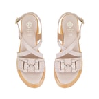 Kadın Pudra Ayarlanabilir Tokalı Topuklu Deri Sandalet