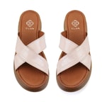 Kadın Pudra Dolgu Topuklu Deri Terlik