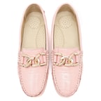 Kadın Pudra Kroko Baskılı Deri Loafer