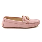 Kadın Pudra Kroko Baskılı Deri Loafer