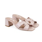 Kadın Pudra Kroko Baskılı Deri Terlik