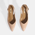 Kadın Pudra Rugan Topuklu Ayakkabı