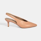 Kadın Pudra Slingback Deri Topuklu Ayakkabı 