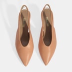 Kadın Pudra Slingback Deri Topuklu Ayakkabı 