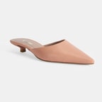 Kadın Pudra Topuklu Deri Terlik