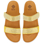 Kadın Sarı Cırt Cırtlı Süet Deri Terlik