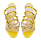 Kadın Sarı Parlak Taş Detaylı Abiye Topuklu Sandalet