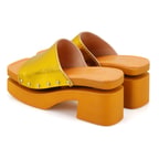 Kadın Sarı Topuklu Deri Terlik