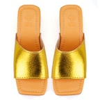 Kadın Sarı Topuklu Deri Terlik