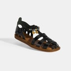 Kadın Siyah Aksesuar Detaylı Ayarlanabilir Tokalı Deri Sandalet