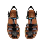 Kadın Siyah Aksesuar Detaylı Deri Sandalet