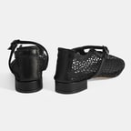 Kadın Siyah Ayarlanabilir Metal Tokalı File Babet