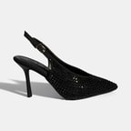 Kadın Siyah Ayarlanabilir Metal Tokalı Taşlı Abiye Ayakkabı