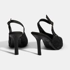 Kadın Siyah Ayarlanabilir Metal Tokalı Taşlı Abiye Ayakkabı