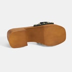 Kadın Siyah Ayarlanabilir Toka Detaylı Topuklu Terlik