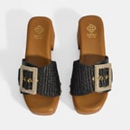 Kadın Siyah Ayarlanabilir Toka Detaylı Topuklu Terlik