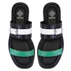 Kadın Siyah Ayarlanabilir Tokalı Deri Terlik