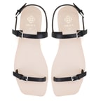 Kadın Siyah Ayarlanabilir Tokalı Deri Sandalet