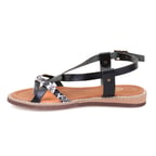 Kadın Siyah Ayarlanabilir Tokalı Deri Sandalet