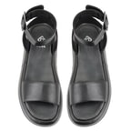 Kadın Siyah Ayarlanabilir Tokalı Deri Sandalet