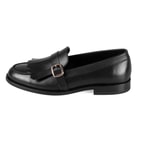Kadın Siyah Ayarlanabilir Tokalı Deri Loafer