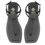 Kadın Siyah Ayarlanabilir Tokalı Deri Sandalet