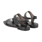 Kadın Siyah Ayarlanabilir Tokalı Deri Sandalet