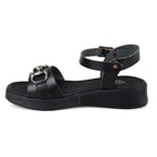 Kadın Siyah Ayarlanabilir Tokalı Deri Sandalet