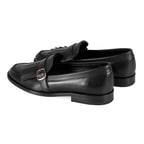 Kadın Siyah Ayarlanabilir Tokalı Deri Loafer