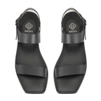 Kadın Siyah Ayarlanabilir Tokalı Deri Sandalet