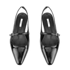 Kadın Siyah Ayarlanabilir Tokalı Deri Babet