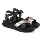 Kadın Siyah Ayarlanabilir Tokalı Deri Sandalet